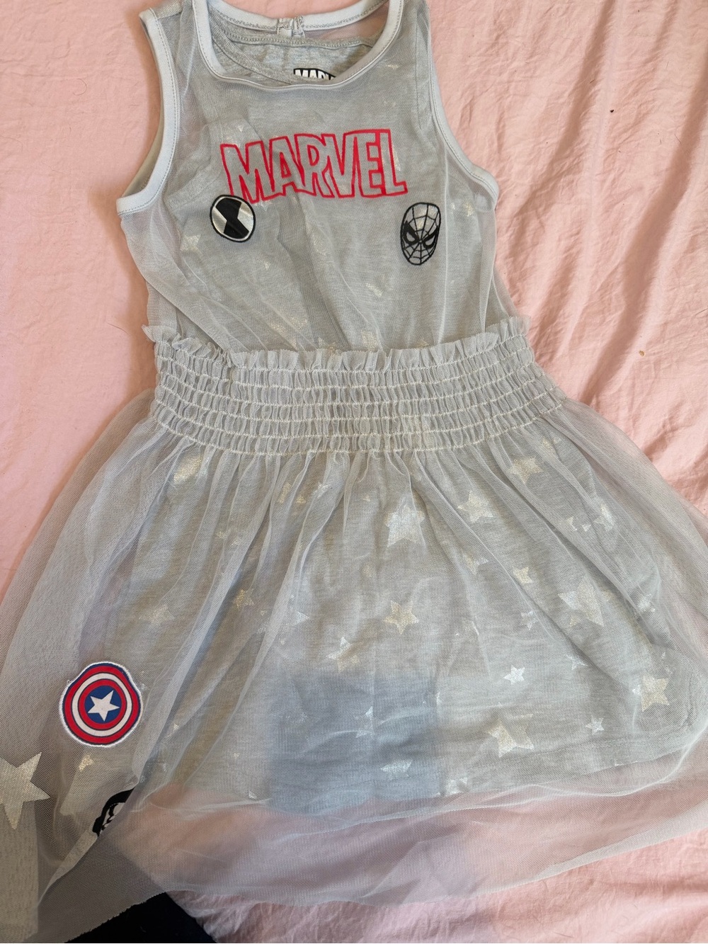 Marvel Silver Tulle Superhero Patch Dress